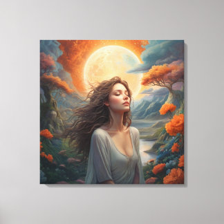 Lunar Serenity: Enchanted Forest Muse Canvas Print