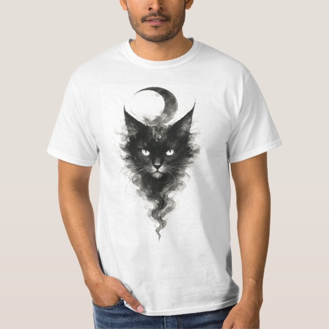 Lunar Shadow Cat – Mystical Night Creature Artwork T-Shirt (Front)