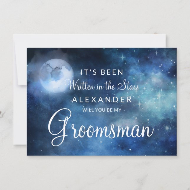 Lunar Sky Full Moon Be My Groomsman Proposal Card (Front)