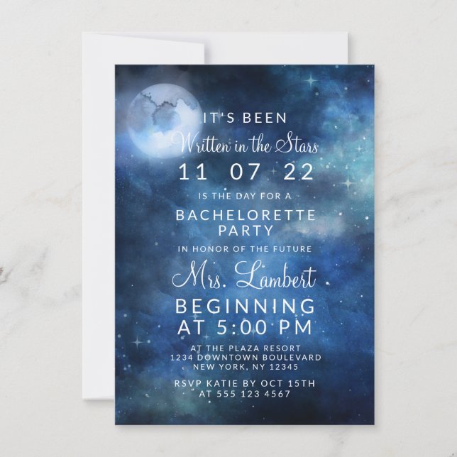 Lunar Sky Full Moon Celestial Bachelorette Party Invitation (Front)