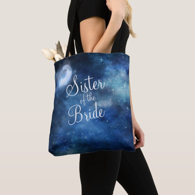 Lunar Sky Full Moon Celestial Galaxy Sister Tote Bag (Close Up)