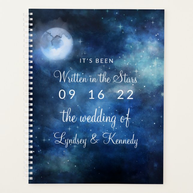 Lunar Sky Full Moon Celestial Galaxy Wedding Plans Planner (Front)