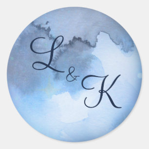 Lunar Sky Full Moon Celestial Monogram Wedding Classic Round Sticker