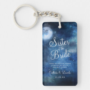 Lunar Sky Full Moon Celestial To the Sister Quote Key Ring