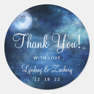 Lunar Sky Full Moon Celestial Wedding Thank You Classic Round Sticker