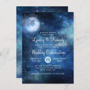 Lunar Sky Full Moon Night under the Stars Wedding Invitation