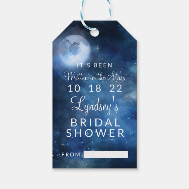 Lunar Sky Full Moon Stars Bridal Display Shower Gift Tags (Front)