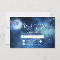 Lunar Sky Full Moon Stars Wedding RSVP Response