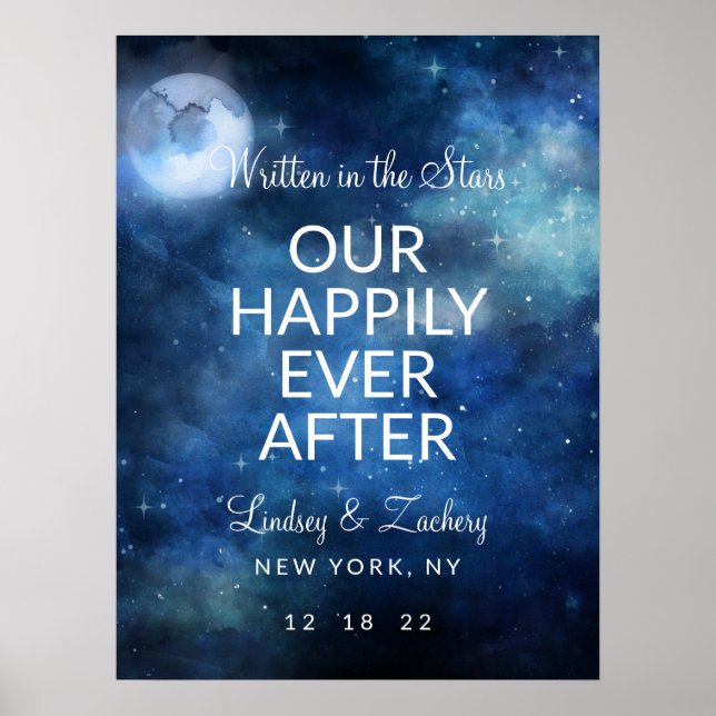 Lunar Sky Moon Happily Ever After Reception Sign (Front)
