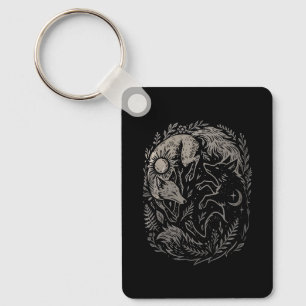 Lunar Solar Foxes • Mystical Forest Yin-Yang Art Key Ring