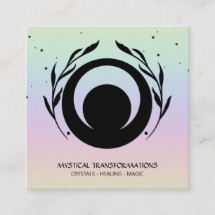 *~* Lunar Sun Moon Magic Boho Universe Rainbow Square Business Card