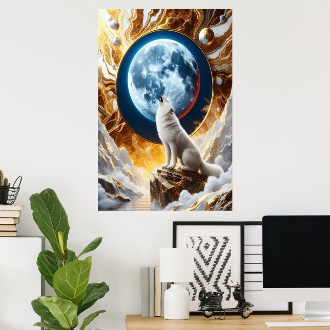 Lunar Symphony: A Wolfs Serenade Poster (Home Office)