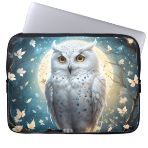 Lunar Vigil: The White Snow Owl Laptop Sleeve