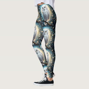 Lunar Vigil: The White Snow Owl Leggings