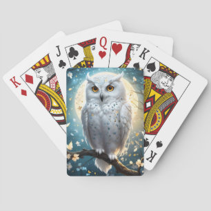 Lunar Vigil: The White Snow Owl Playing Cards