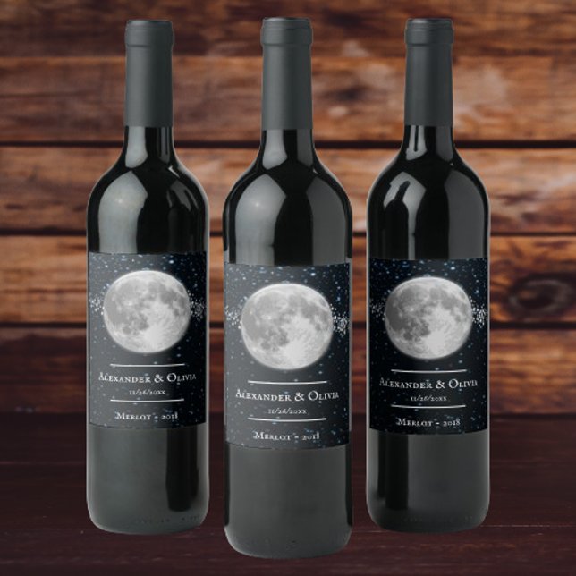 Lunar Wedding Wine Label (Lunar Wedding  Wine Label)