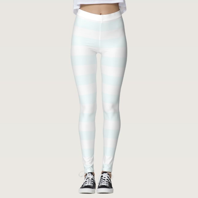 lunar white and white colour horizontal striped leggings (Front)