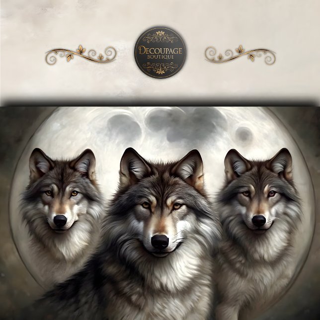 Lunar Wolf Pack Decoupage Tissue Paper (Lunar Wolf Pack Decoupage Tissue Paper)