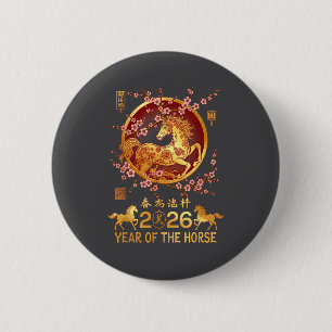 Lunar Year Of The Horse Zodiac Happy Chinese New Y 6 Cm Round Badge
