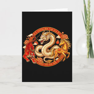 Lunar Zodiac Dragon Tiger Horse Harmony Chinese Ne Card