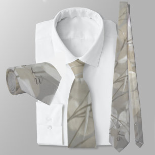 Lunaria Silver Dollar with Initials Botanical Tie
