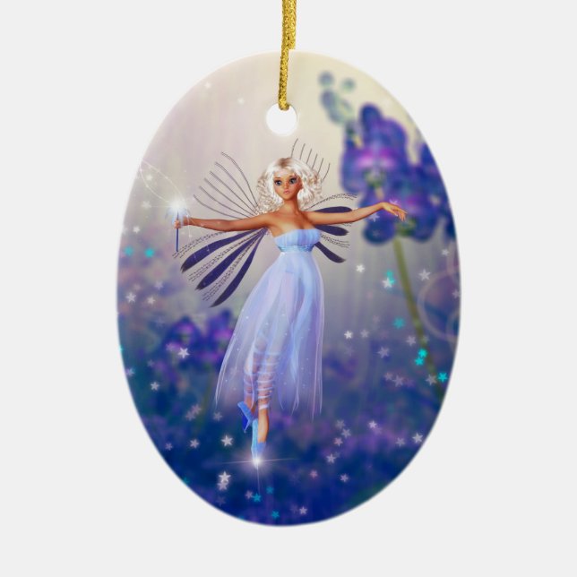 Lunaria, the Twilight Fairy Ceramic Tree Decoration (Front)
