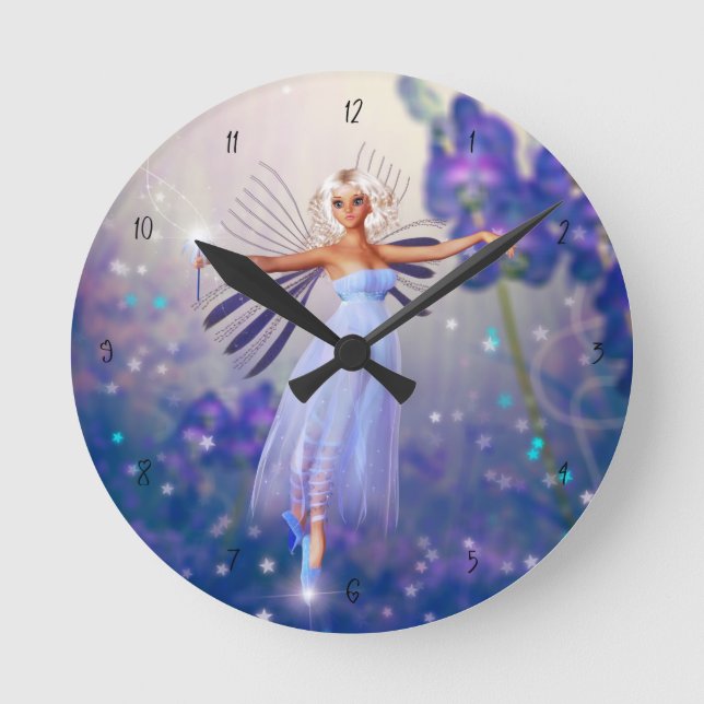 Lunaria, the Twilight Fairy Round Clock (Front)