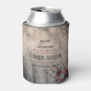 Lunatic Asylum Halloween Birthday Can Cooler