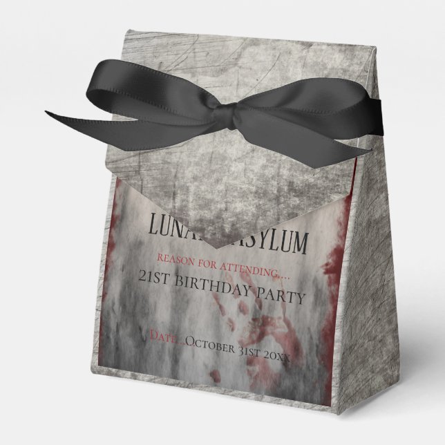 Lunatic Asylum Halloween Birthday Favour Box (Front Side)