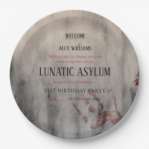 Lunatic Asylum Halloween Birthday Paper Plate