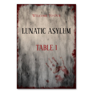 Lunatic Asylum Halloween Birthday Table Number