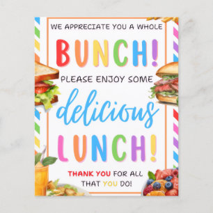 Lunch Appreciation Sign, Lunch Teacher Thank You Flyer