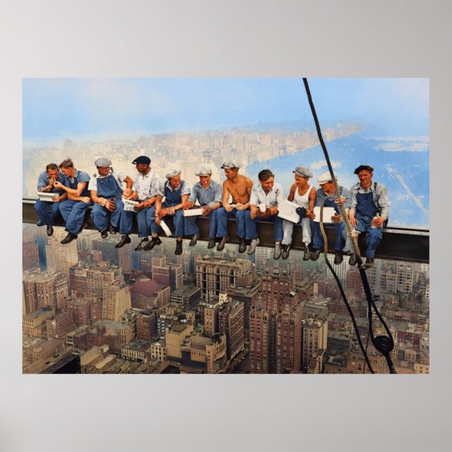 Lunch Atop A Skyscraper 1932 NYC Remastered Color Poster (Front)
