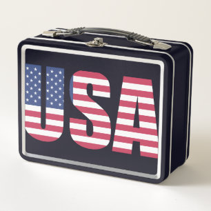 Lunch Box - Stars and Stripes Metal Meal Carrier