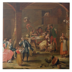 Lunch in the Country (oil on canvas) Ceramic Tile