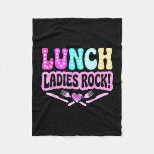 Lunch ladies rock lunch lady squad groovy back to fleece blanket