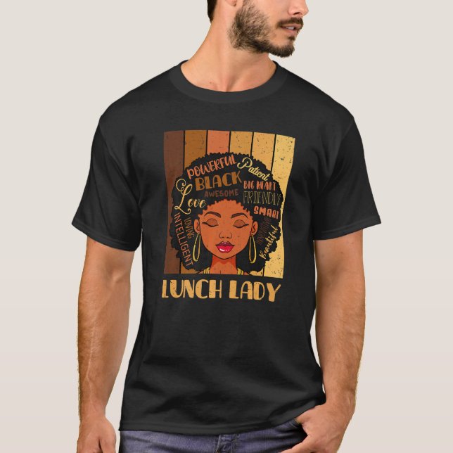 Lunch Lady Afro African American Black Woman Retro T-Shirt (Front)