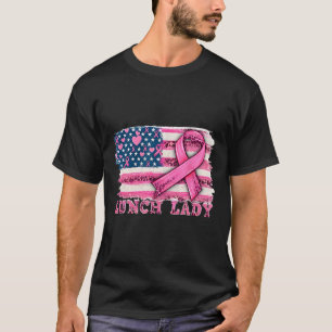 Lunch Lady American Flag Pink Ribbon Breast Cancer T-Shirt