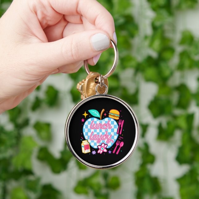 Lunch Lady Back to School Chequered First Day Key Ring (Hand)