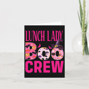 Lunch Lady Boo Crew Pumpkin Breast Cancer Hallowee Card