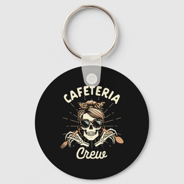 Lunch Lady Cafeteria Worker Squad Skeleton Cafeter Key Ring (Front)