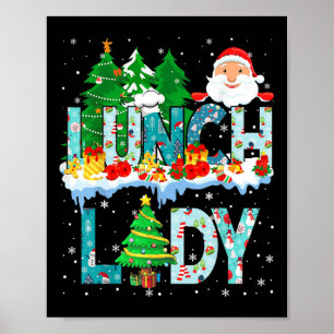 Lunch Lady Christmas Tree Santa Matching Xmas Fami Poster