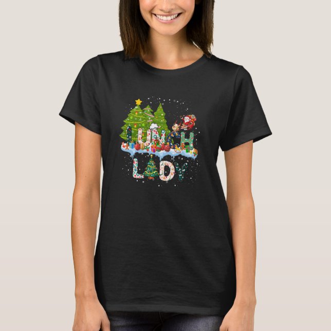 Lunch Lady Christmas Tree Santa Matching Xmas Lunc T-Shirt (Front)