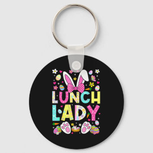 Lunch lady crew funny bunny cafeteria family easte key ring