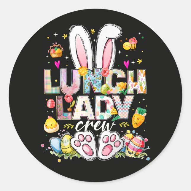 Lunch Lady Crew Funny Bunny Classic Round Sticker (Front)