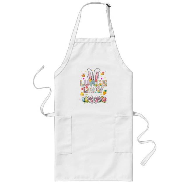 Lunch Lady Crew Funny Bunny Long Apron (Front)