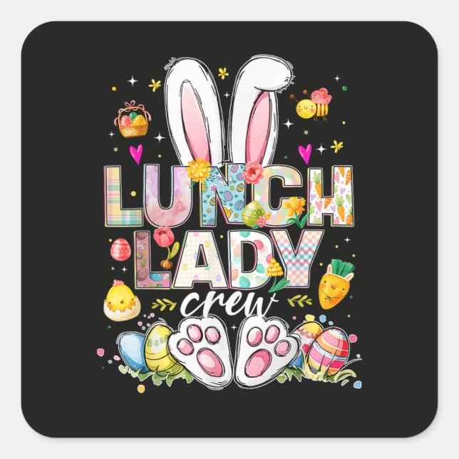 Lunch Lady Crew Funny Bunny Square Sticker (Front)