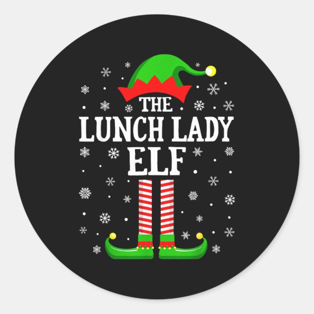 Lunch Lady Elf Funny Christmas Family Matching  Classic Round Sticker (Front)