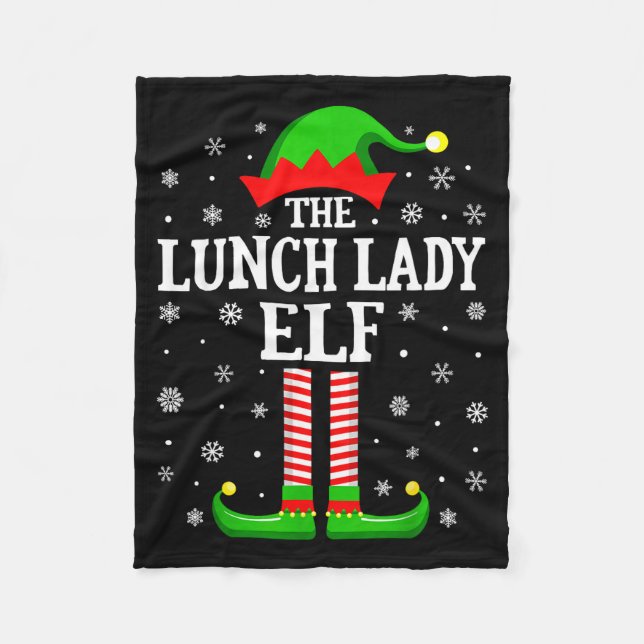Lunch Lady Elf Funny Christmas Family Matching  Fleece Blanket (Front)