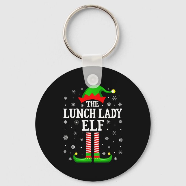 Lunch Lady Elf Funny Christmas Family Matching  Key Ring (Front)